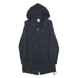 NIKE Womens Navy Blue Jacket XS Cotton Blend Zip Hooded Plain Lightweight
