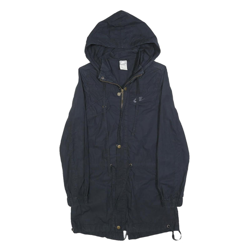 NIKE Womens Navy Blue Jacket XS Cotton Blend Zip Hooded Plain Lightweight