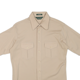 VAN HEUSEN Mens Beige Short Sleeve Shirt L Polyester Blend Casual Workwear