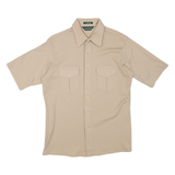 VAN HEUSEN Mens Beige Short Sleeve Shirt L Polyester Blend Casual Workwear