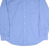 RALPH LAUREN Mens Blue L Shirt Cotton Blend Button-Down Classic Fit