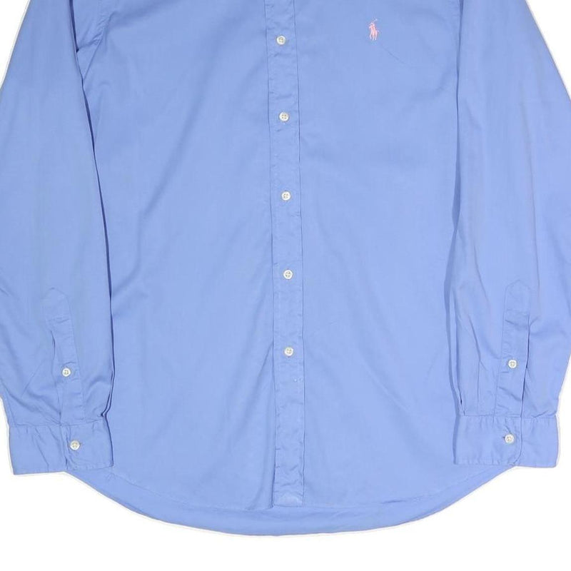 RALPH LAUREN Mens Blue L Shirt Cotton Blend Button-Down Classic Fit