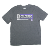 MAJESTIC Mens Grey Colorado Graphic T-Shirt L Short Sleeve Crew Neck Cotton