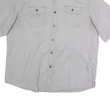 WRANGLER Mens Grey Cotton Shirt XL Button Short Sleeve Casual