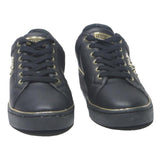 GUESS Womens Black Leather Lace-Up Trainer UK 6 Stylish Gold Stud Detail
