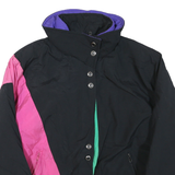 HERMANS Womens Black Green & Pink Colourblock Jacket M Polyester Blend Zip