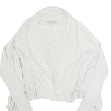 PINKO Womens White Cropped Top Long Sleeve Open Front Cardigan M Cotton Blend