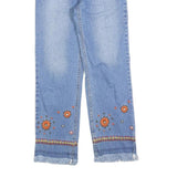 YES OR NO Womens Jeans Blue Regular Straight Denim Light W26 L28 Embroidered