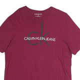 CALVIN KLEIN JEANS Womens Red Graphic T-Shirt M Short Sleeve Crew Neck Logo
