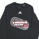 ADIDAS Mens Black Tigers Track Long Sleeve Crew Neck Graphic T-Shirt L