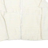 ZARA WOMAN Womens White Cream Cotton Blend Jacket M Woven Ruffle Detail Stylish