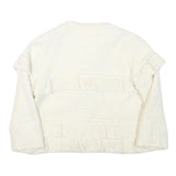 ZARA WOMAN Womens White Cream Cotton Blend Jacket M Woven Ruffle Detail Stylish