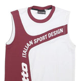 LOTTO Mens White & Maroon Italian Sport Design Sleeveless Crew Neck T-Shirt M