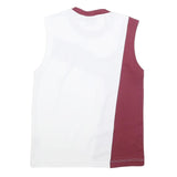 LOTTO Mens White & Maroon Italian Sport Design Sleeveless Crew Neck T-Shirt M