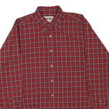 WRANGLER Mens Red Check Shirt XL Button-Down Collar Long Sleeve Casual Cotton