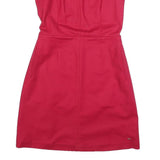 TOMMY HILFIGER Womens Red Sleeveless Day Cotton Blend Plain Dress S Elegant Zip