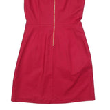 TOMMY HILFIGER Womens Red Sleeveless Day Cotton Blend Plain Dress S Elegant Zip