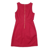 TOMMY HILFIGER Womens Red Sleeveless Day Cotton Blend Plain Dress S Elegant Zip