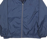 ASICS Womens Navy Blue Outdoor Jacket L Nylon Plain Zip Athletic Lightweight