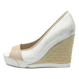 CALVIN KLEIN Womens Wedge Sandals White & Beige Synthetic UK 8 Peep Toe Platform