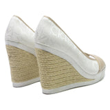 CALVIN KLEIN Womens Wedge Sandals White & Beige Synthetic UK 8 Peep Toe Platform