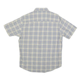 PENDLETON Mens White & Blue Check Shirt M Cotton Blend Casual Short Sleeve