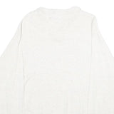 CHAPS Mens White Plain Polo Style Jumper Crew Neck Basic Knit M Cotton Casual