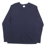 CALVIN KLEIN Mens Navy Blue Long Sleeve Crew Neck Cotton Blend T-Shirt L