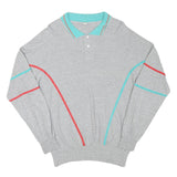 CALIDA Mens Grey & Aqua Polo Collar Sweatshirt M Cotton Blend Casual Retro Style