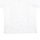 COPACABANA Mens White Shirt L Polyester Blend Embroidered Pattern Short Sleeve