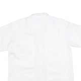 COPACABANA Mens White Shirt L Polyester Blend Embroidered Pattern Short Sleeve