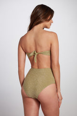 Claire Strapless Bandeau Bikini Top Lurex Green