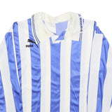 PUMA Boys Blue & White Stripe Football Shirt L Long Sleeve Collared
