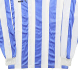 PUMA Boys Blue & White Stripe Football Shirt L Long Sleeve Collared