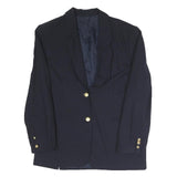 Navy Womens Classic Button Polyester Blend Jacket UK 8 Tailored Plain Elegant