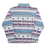 ALFRED DUNNER Womens Purple Blue White Printed Zip Jacket L Polyester Cozy