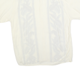 HOLLIS RIVER Mens Cream & Brown Floral Print Cotton Blend Shirt L Relaxed Fit