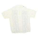 HOLLIS RIVER Mens Cream & Brown Floral Print Cotton Blend Shirt L Relaxed Fit