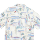BATICK BAY Mens White Hawaiian Rayon Shirt S Tropical Palm Print Summer
