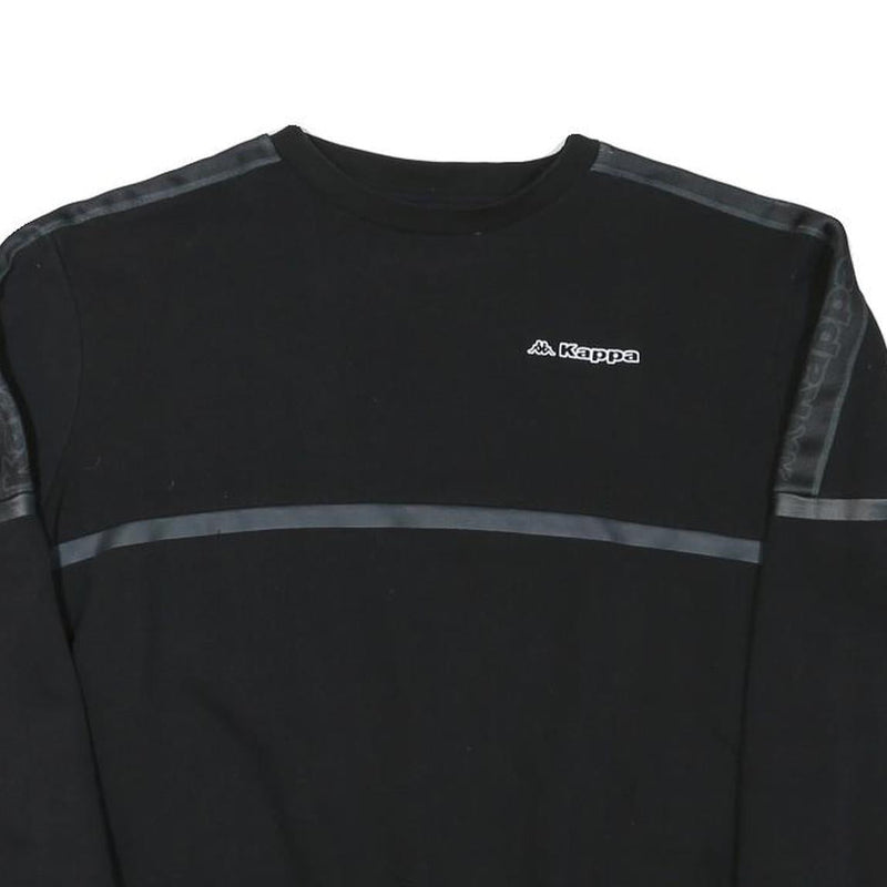KAPPA Womens Black Crew Neck M Logo Sweatshirt Cotton Blend Casual Sporty