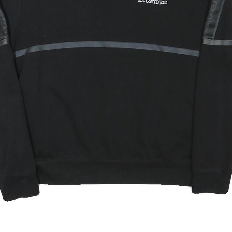 KAPPA Womens Black Crew Neck M Logo Sweatshirt Cotton Blend Casual Sporty