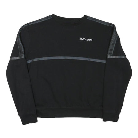 KAPPA Womens Black Crew Neck M Logo Sweatshirt Cotton Blend Casual Sporty