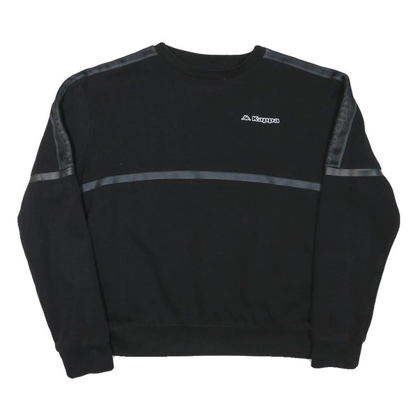 KAPPA Womens Black Crew Neck M Logo Sweatshirt Cotton Blend Casual Sporty