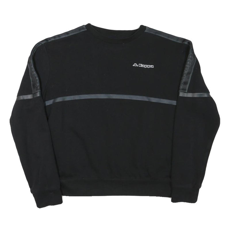 KAPPA Womens Black Crew Neck M Logo Sweatshirt Cotton Blend Casual Sporty