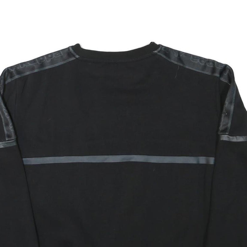 KAPPA Womens Black Crew Neck M Logo Sweatshirt Cotton Blend Casual Sporty