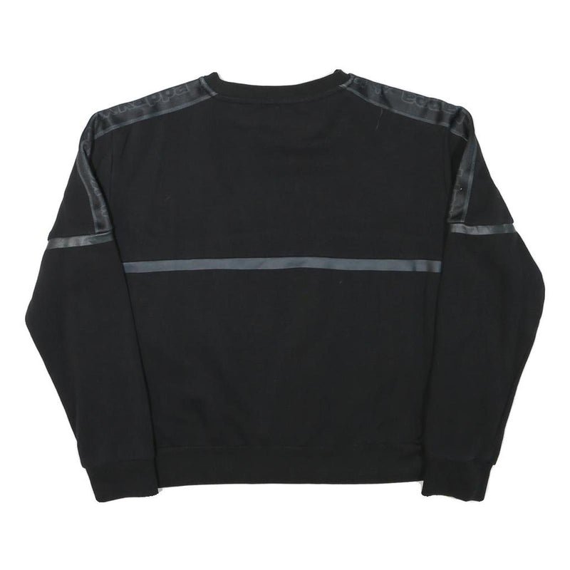 KAPPA Womens Black Crew Neck M Logo Sweatshirt Cotton Blend Casual Sporty