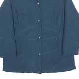 Womens Blue Button Jacket L Polyester Blend Plain Classic Outerwear