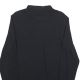 FRED PERRY Mens Black Long Sleeve Plain L Cotton Blend Polo Shirt Button Collar
