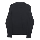 FRED PERRY Mens Black Long Sleeve Plain L Cotton Blend Polo Shirt Button Collar