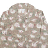 ALYSSA CARR Womens Beige Printed Shirt Long Sleeve Collar L Polyester Blend